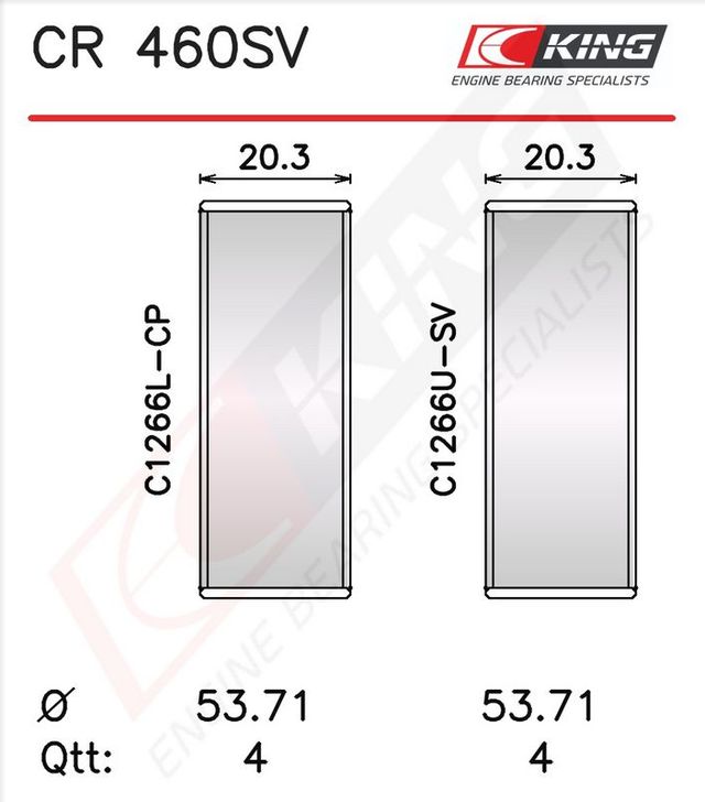 Вкладыши шатунные King для Audi A4 IV (B8) 2007-2015. Артикул CR 460SV1.0