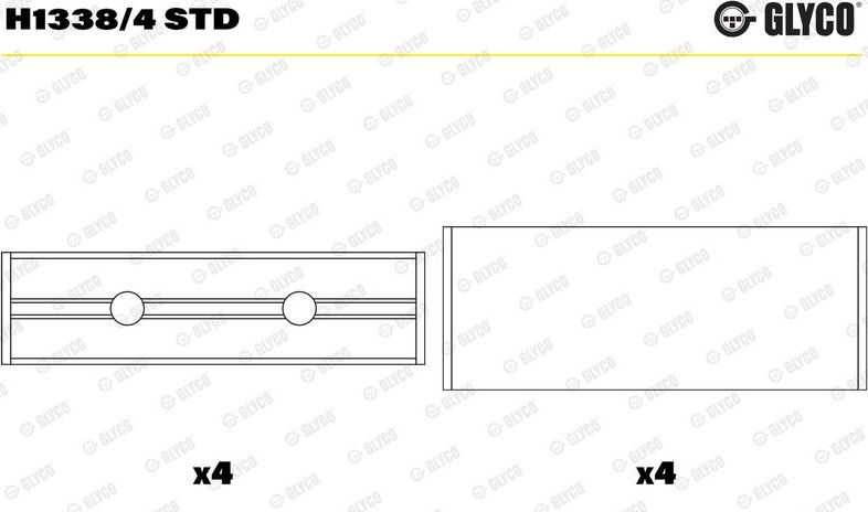 Вкладыши коренные Glyco для Peugeot 108 2014-2026. Артикул H1338/4 STD