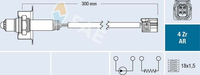 Лямбда-зонд (кислородный датчик) FAE. Артикул 75622
