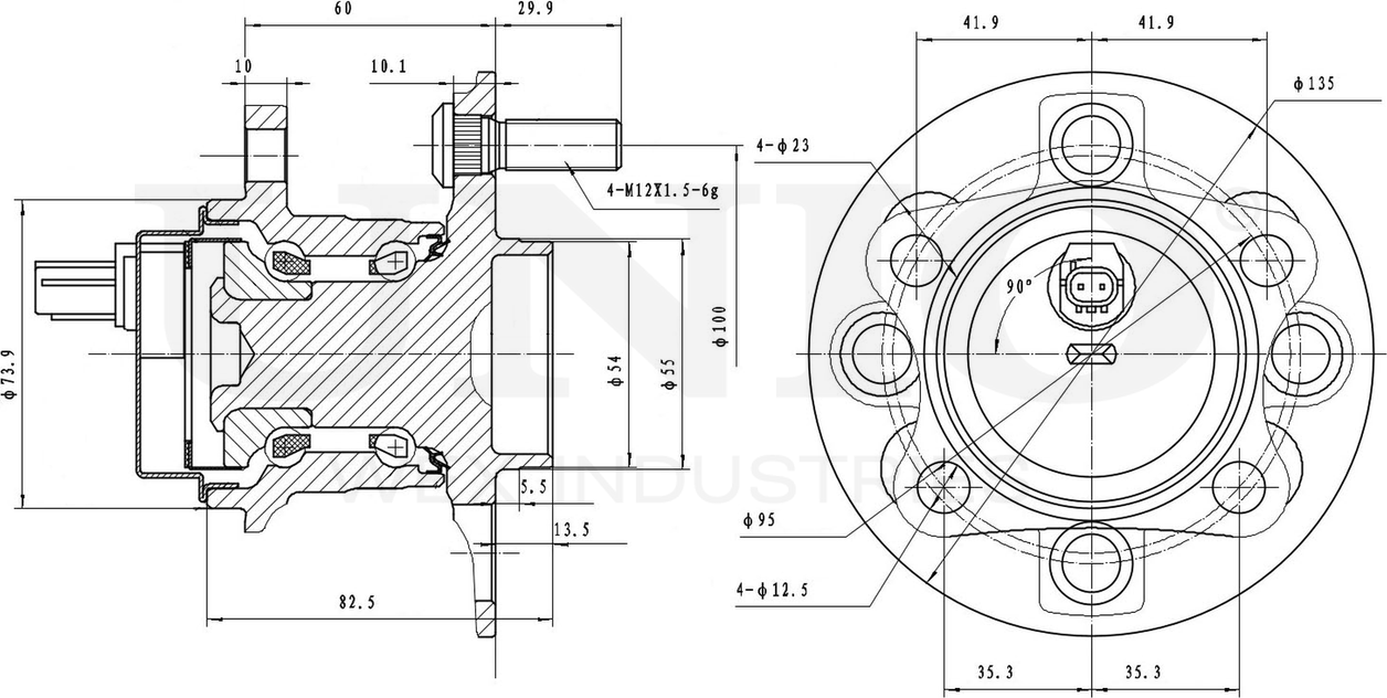 Ступица колеса с интегрированным подшипником (Unio). Артикул HUB-20164