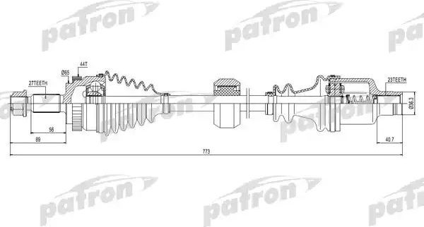 Полуось (привод в сборе, приводной вал) Patron. Артикул PDS0118