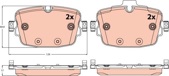 Тормозные колодки TRW задние для Audi A8 IV (D5) 2017-2018. Артикул GDB2215