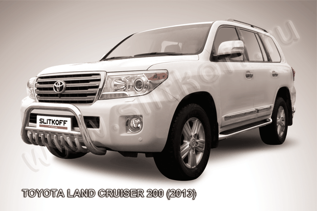 Кенгурятник Slitkoff d76 низкий с защитой картера для Toyota Land Cruiser 200 2013-2015. Артикул TLC2-13-010