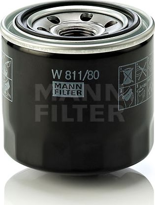 Масляный фильтр Mann-Filter для Mitsubishi Pajero II 1990-2000. Артикул W 811/80