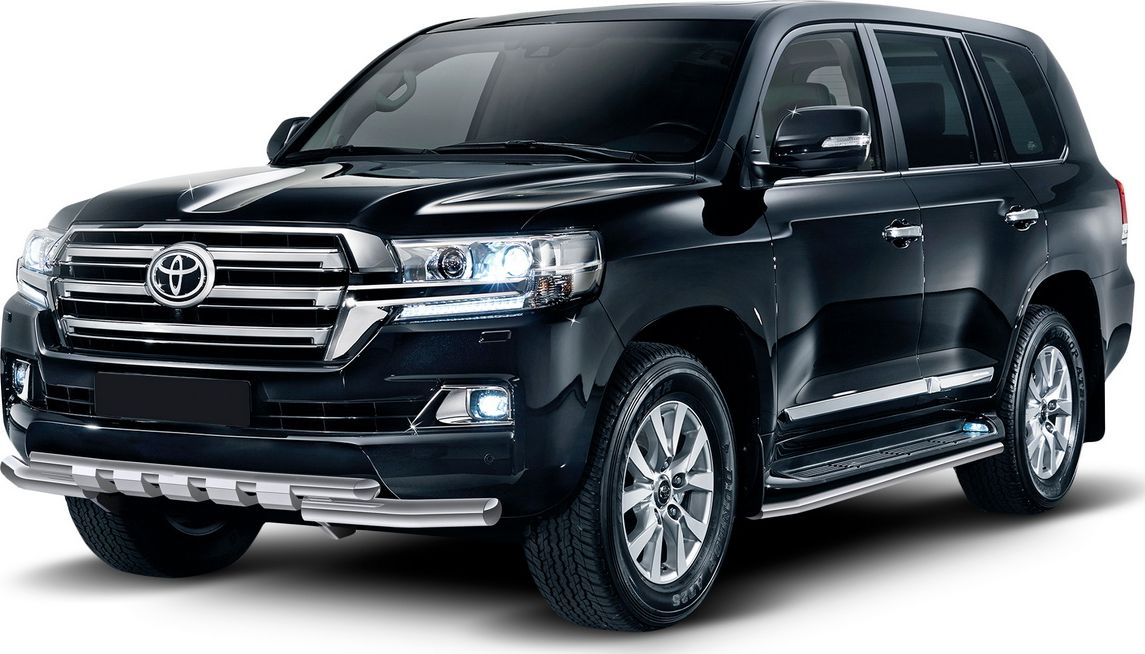 Защита Rival переднего бампера d76+d57 с профильной защитой картера для Toyota Land Cruiser 200 рестайлинг (кроме Executive Lounge и TRD) 2015-2021. Артикул R.5717.004