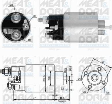 Втягивающее реле стартера Meat & Doria для Renault Modus I 2004-2012. Артикул 46058