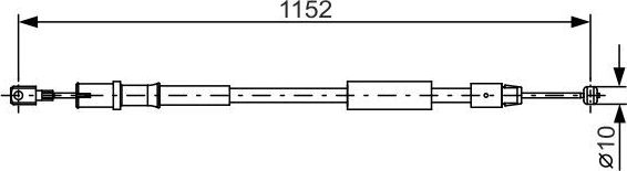 Трос ручника (тросик ручного тормоза) Bosch задний правый для Mercedes-Benz Viano I (W639) 2003-2014. Артикул 1 987 482 025