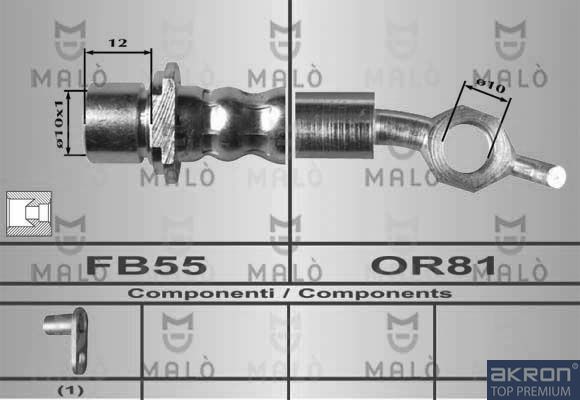 Тормозной шланг Malò задний правый для Lexus ES V 2006-2006. Артикул 80403