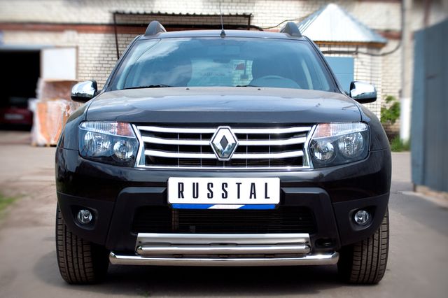 Защита RusStal переднего бампера d63/42 для Renault Duster 4WD I 2010-2020. Артикул RD4Z-000446