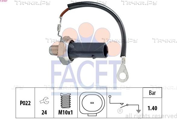Датчик давления масла Facet Made in Italy - OE Equivalent для Audi A6 III (C6) 2004-2009. Артикул 7.0167