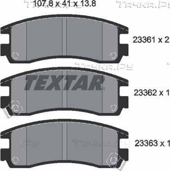 Тормозные колодки Textar задние для Oldsmobile Alero 2001-2004. Артикул 2336101