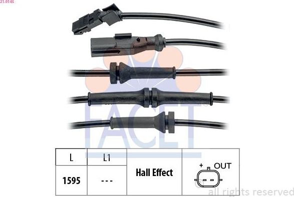 Датчик ABS Facet Made in Italy - OE Equivalent. Артикул 21.0145