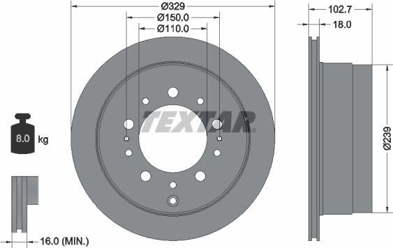 Тормозной диск Textar Pro. Артикул 92172803