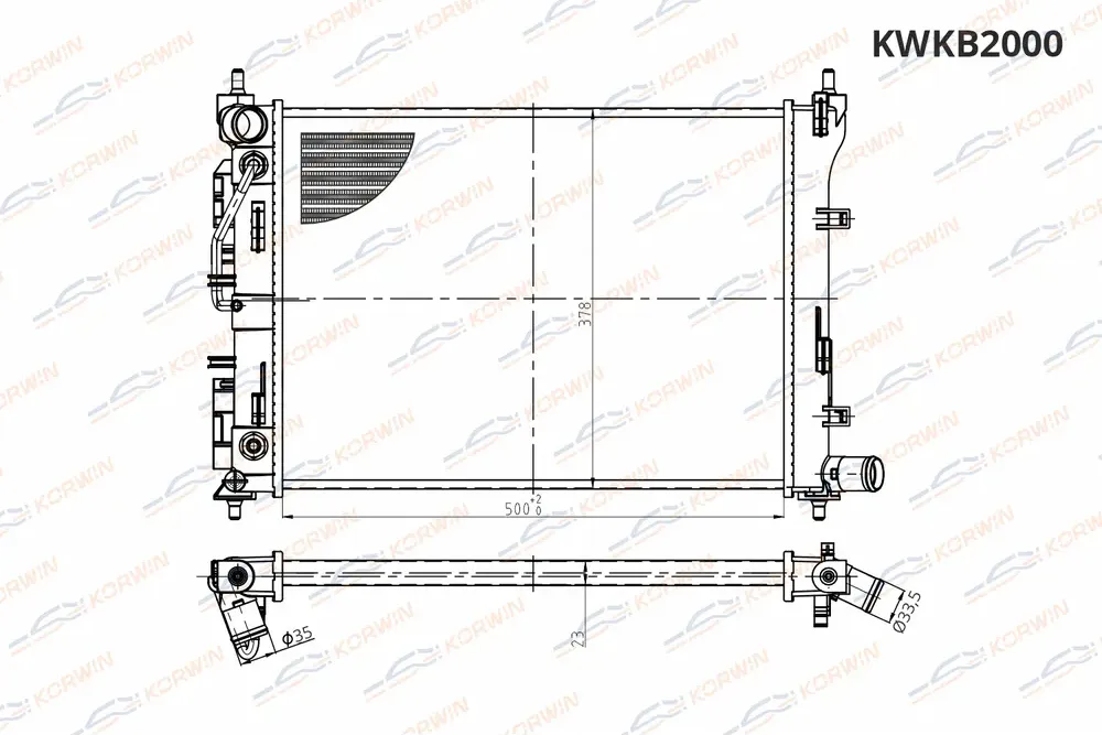 Радиатор охлаждения Hyundai Solaris Kia Rio 1 4 1 6 17 AT сборный (Korwin) Korwin. Артикул KWKB2000