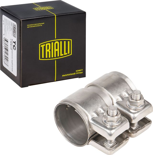 Хомут глушителя трубчатый с муфтой Trialli. Артикул TC 45 SS