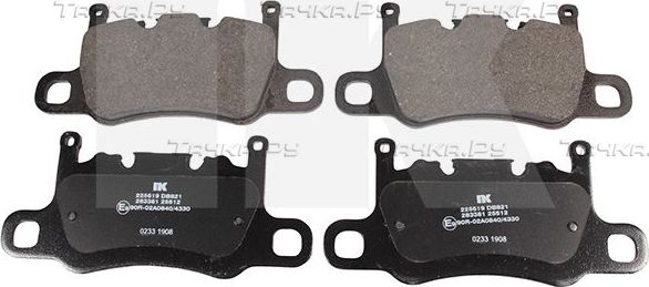 Тормозные колодки NK задние для Porsche 911 VII (991) 2011-2026. Артикул 225619