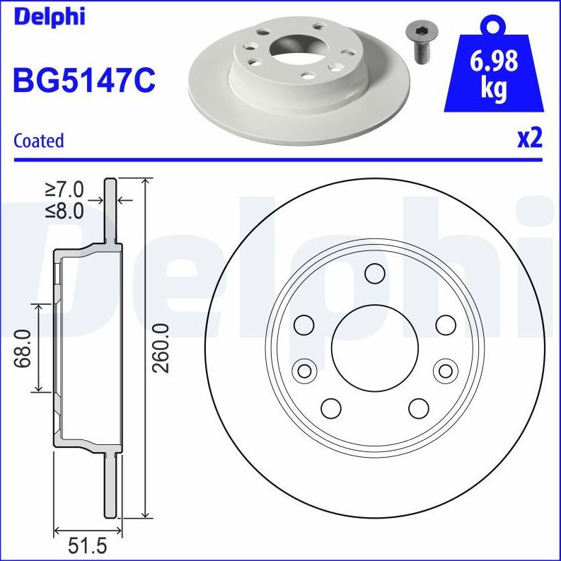 Тормозной диск Delphi. Артикул BG5147C
