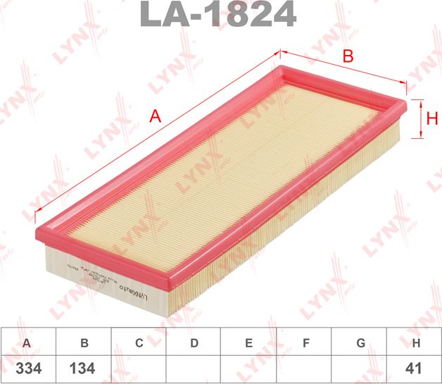 Воздушный фильтр LYNXauto для Jeep Wrangler I (YJ) 1986-1996. Артикул LA-1824