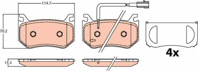 Тормозные колодки TRW задние для Alfa Romeo Giulia II (952) 2015-2026. Артикул GDB2209