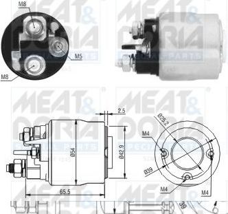 Втягивающее реле стартера Meat & Doria. Артикул 46017