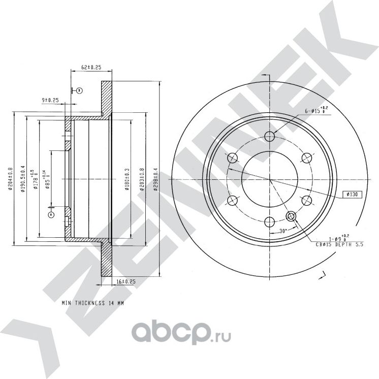 Диск тормозной задний MERCEDES SPRINTER 06-12 VW CRAFTER 06-16 (Zennek). Артикул DBD0109