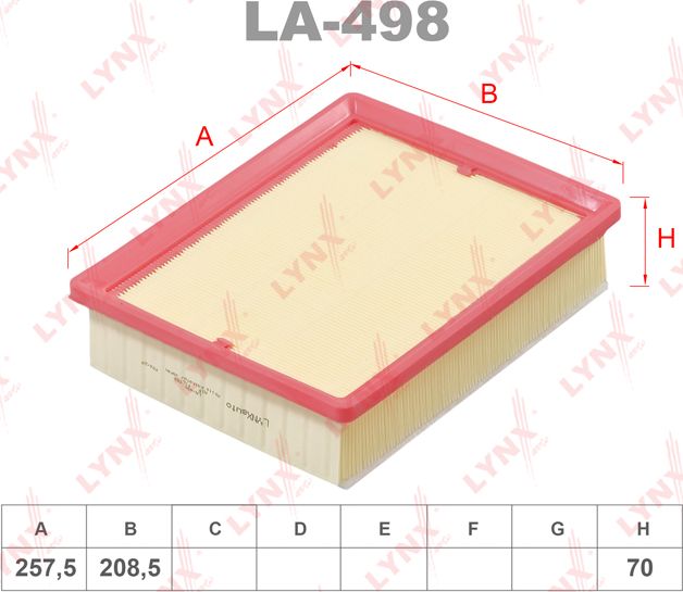 Воздушный фильтр LYNXauto для Renault Trafic III 2014-2026. Артикул LA-498