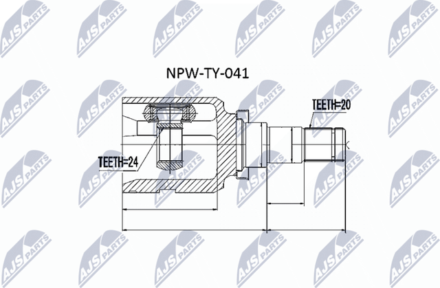 Шрус внутренний (граната) NTY для Toyota Yaris II 2005-2012. Артикул NPW-TY-041