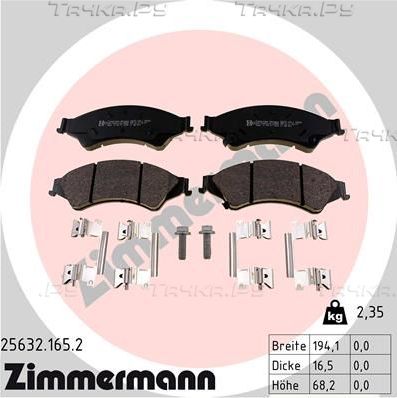 Тормозные колодки Zimmermann передние для Ford Ranger III 2011-2015. Артикул 25632.165.2