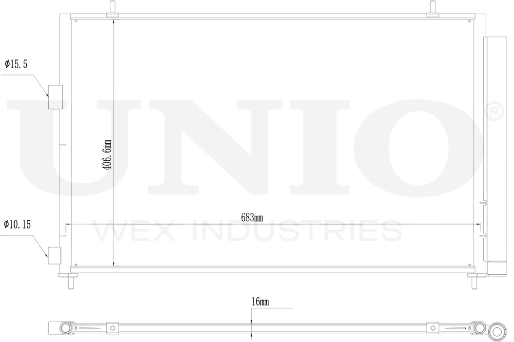 Радиатор кондиционера (Unio). Артикул RAD-30021