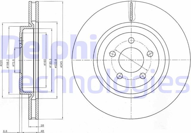 Тормозной диск Delphi передний для Chrysler 300C I 2004-2012. Артикул BG9050