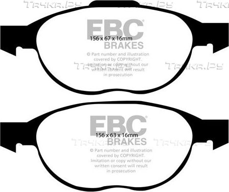 Тормозные колодки EBC Brakes передние для Volvo V50 I 2004-2012. Артикул DP41524R
