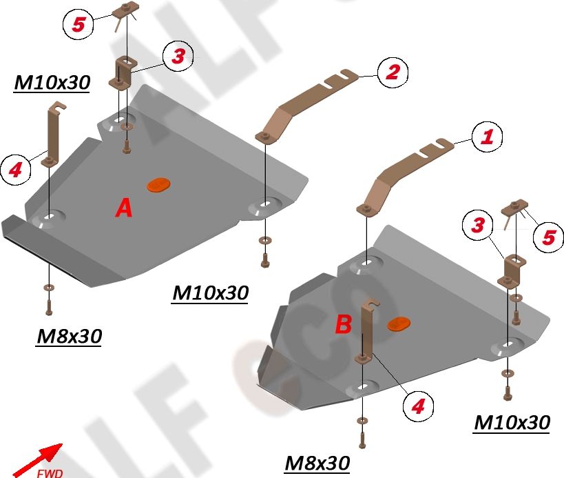 Защита алюминиевая Alfeco для топливного бака Volkswagen Tiguan 4WD 2008-2016. Артикул ALF.26.41 AL4
