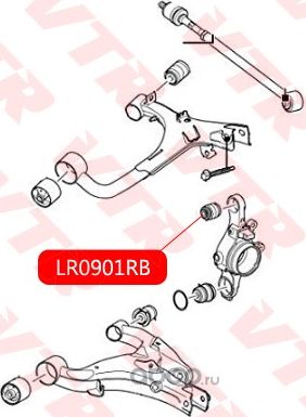 Плавающий сайлентблок поворотного кулака задней подвески, верхний (VTR). Артикул LR0901RB