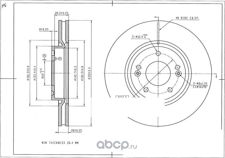 Диск тормозной перед. [300x28] (Avantech). Артикул BR3005S