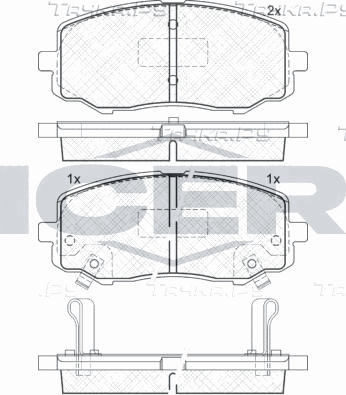 Тормозные колодки Icer передние для Hyundai i20 I 2008-2015. Артикул 181937