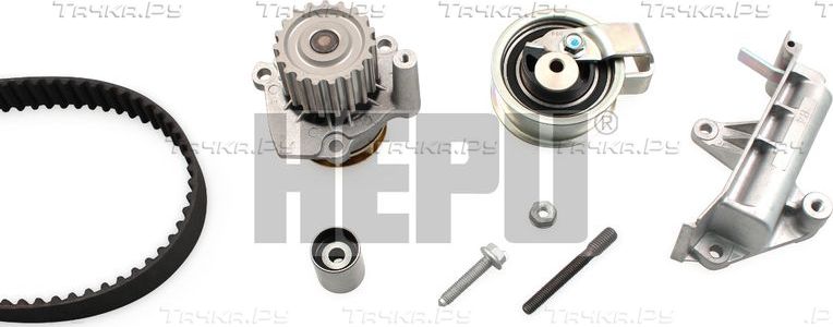 Помпа (водяной насос) с комплектом ремня ГРМ Hepu. Артикул PK05653