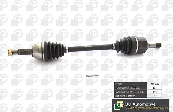 Полуось (привод в сборе, приводной вал) BGA передняя левая для Ford Transit VI 2000-2003. Артикул DS2353L