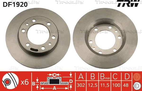 Тормозной диск TRW передний для Toyota Land Cruiser 70 1984-1993. Артикул DF1920