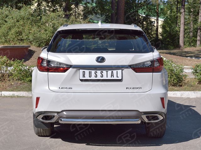 Защита RusStal заднего бампера d63 дуга для Lexus RX 200t, 300 2015-2018. Артикул LRX2Z-002374