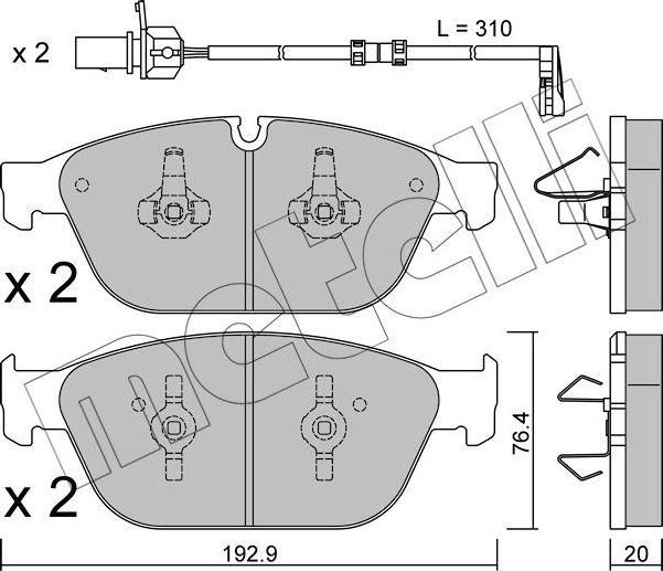 Тормозные колодки Metelli передние для Audi S8 III (D4) 2012-2018. Артикул 22-0954-0K