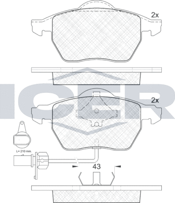 Тормозные колодки Icer передние для Skoda Superb I 2002-2008. Артикул 181331-203
