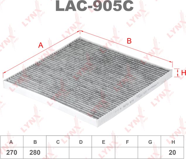 Салонный фильтр LYNXauto. Артикул LAC-905C