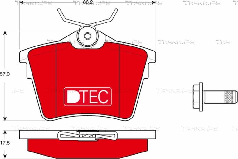 Тормозные колодки TRW DTEC COTEC задние для Citroen C5 II 2008-2017. Артикул GDB1596DTE