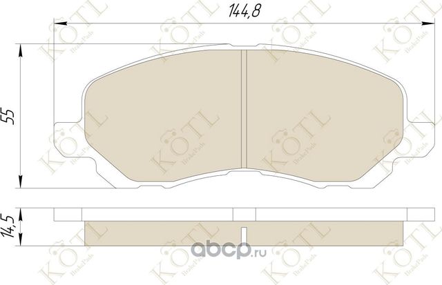 Колодки тормозные дисковые передние к-т MITSUBISHI ASX/LANCER/OUTLANDER/DODGE CALIBER (Kotl) Kotl. Артикул 3287kt