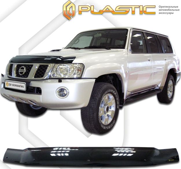 Дефлектор СА Пластик для капота (Classic черный) Nissan Patrol 2005-2010. Артикул 2010010100575
