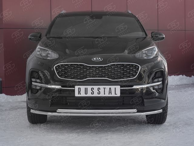 Защита RusStal переднего бампера d42 секция d42 дуга для Kia Sportage IV рестайлинг 2018-2026. Артикул KSZ-003181
