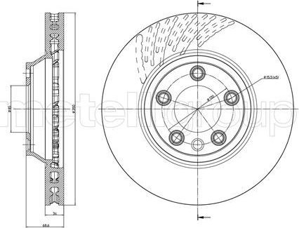 Тормозной диск Trusting передний левый для Porsche Cayenne I (955) 2002-2010. Артикул DF558
