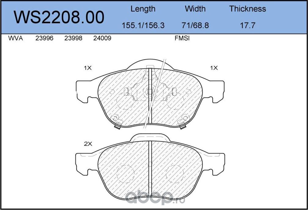 Колодки тормозные дисковые | перед | (Jeenice). Артикул WS220800
