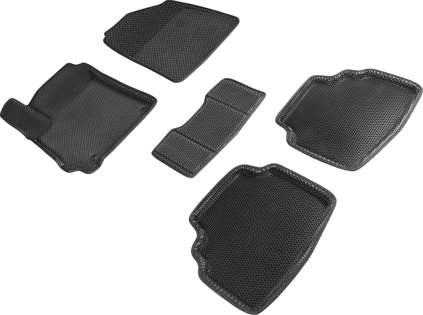 Коврики Seintex 3D EVA Соты для салона Kia Seltos 2019-2026 ЧЕРНЫЕ. Артикул 95406