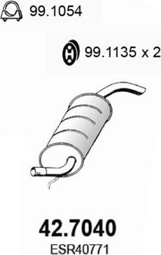 Глушитель (задняя часть) Asso для Land Rover Freelander I 1998-2006. Артикул 42.7040